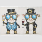 Papier Mousseline Vaches Whimsy Steampunk Avec Vin AM8 Découpage (Recto)