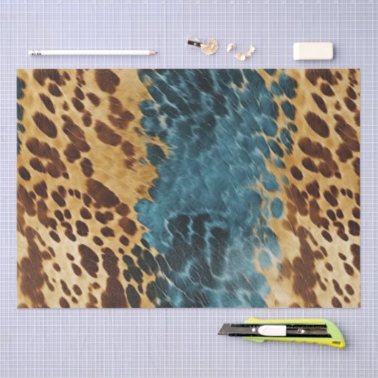 Papier Mousseline Vachette d'or bleu occidental (Artisanat)