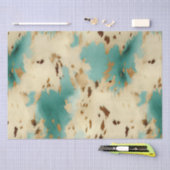 Papier Mousseline Vachure d'or blanc turquoise (Artisanat)