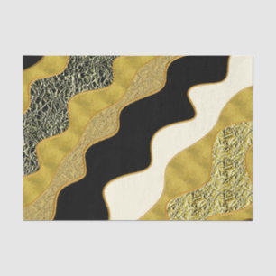Papier Mousseline Vague Abstraite Dorée Moderne Luxe Tendance