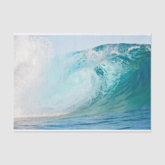 Papier Mousseline Vague bleue de l'océan pacifique cassant le papier (Recto)