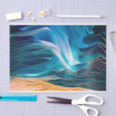 Papier Mousseline Vague de plage bleue Abstraite moderne (Artisanat)