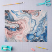 Papier Mousseline Vague encre1 rouge, blanc et bleu (Artisanat)