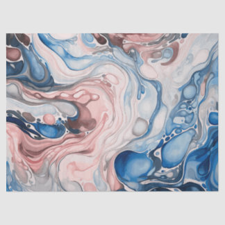 Papier Mousseline Vague encre1 rouge, blanc et bleu