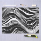 Papier Mousseline Vague noire et blanche Abstraite (Artisanat)