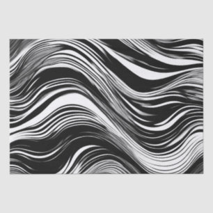 Papier Mousseline Vague noire et blanche Abstraite