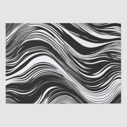 Papier Mousseline Vague noire et blanche Abstraite (Recto)