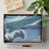 Papier Mousseline Vague Océan Bleu Avec Ciel Bleu Cloud Blanc (Cadeau)