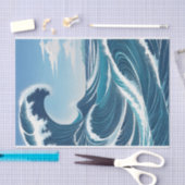 Papier Mousseline Vague Océan Bleu Avec Ciel Bleu Cloud Blanc (Artisanat)