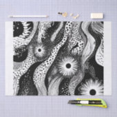 Papier Mousseline Vagues à pointes noir et blanc (Artisanat)