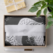 Papier Mousseline Vagues à pointes noir et blanc (Cadeau)