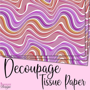 Papier Mousseline vagues Abstraites motif rose violet rouge jaune