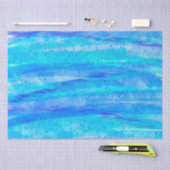 Papier Mousseline Vagues Art numérique bleu et violet Abstrait (Artisanat)