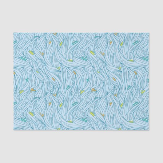 Papier Mousseline Vagues avec bateaux (Recto)