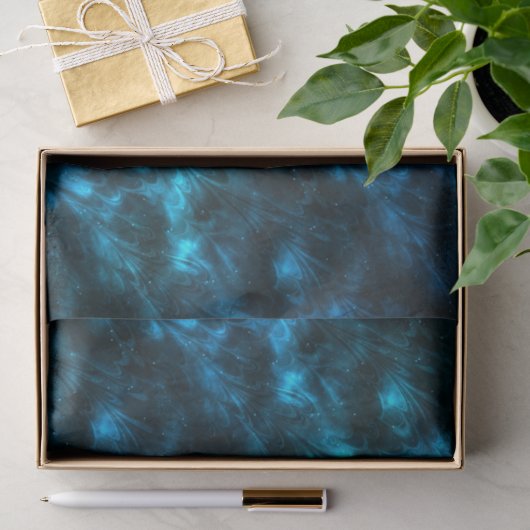 Papier Mousseline Vagues bleu foncé (Cadeau)