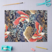 Papier Mousseline VAGUES DE CRANES DE VOL, FLEURS DE PRINTEMPS Flora (Artisanat)