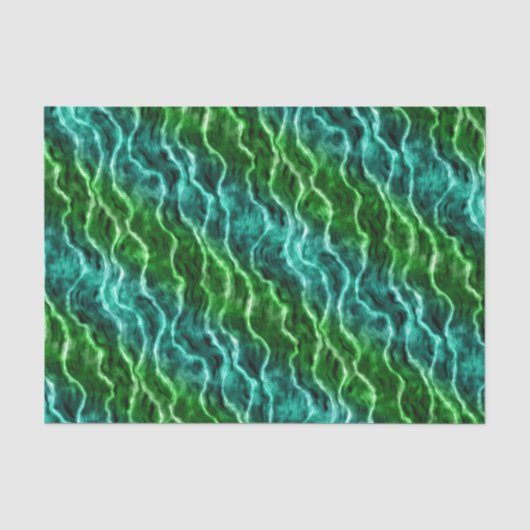 Papier Mousseline vagues encrées - dégradé de verts : (Recto)