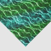 Papier Mousseline vagues encrées - dégradé de verts : (Détail)