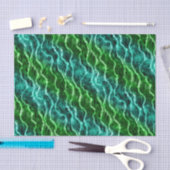 Papier Mousseline vagues encrées - dégradé de verts : (Artisanat)