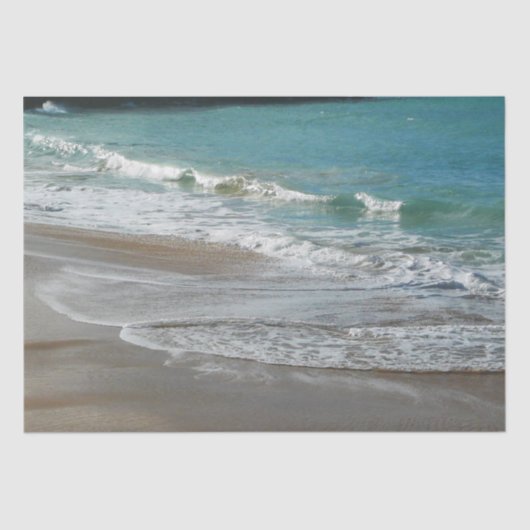Papier Mousseline Vagues sur la plage bleu turquoise Océan (Recto)