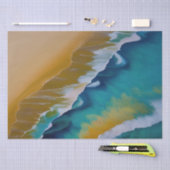 Papier Mousseline Vagues sur une plage de sable (Artisanat)