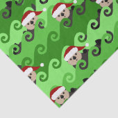 Papier Mousseline Vagues vertes des loutres de mer de Noël (Détail)