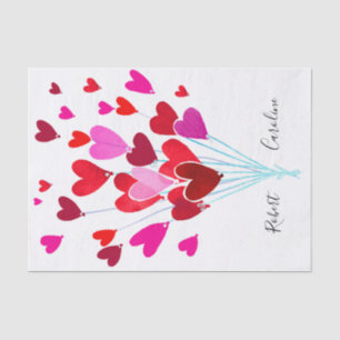 Papier Mousseline Valentin rouge et rose moderne Coeurs Couple Names