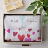 Papier Mousseline Valentin rouge et rose moderne Coeurs Couple Names (Cadeau)