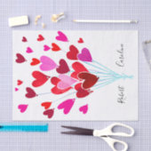 Papier Mousseline Valentin rouge et rose moderne Coeurs Couple Names (Artisanat)