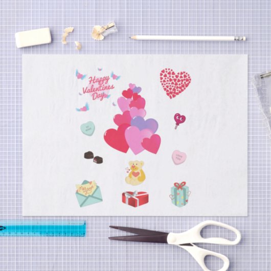 PAPIER MOUSSELINE " VALENTINE " (Artisanat)