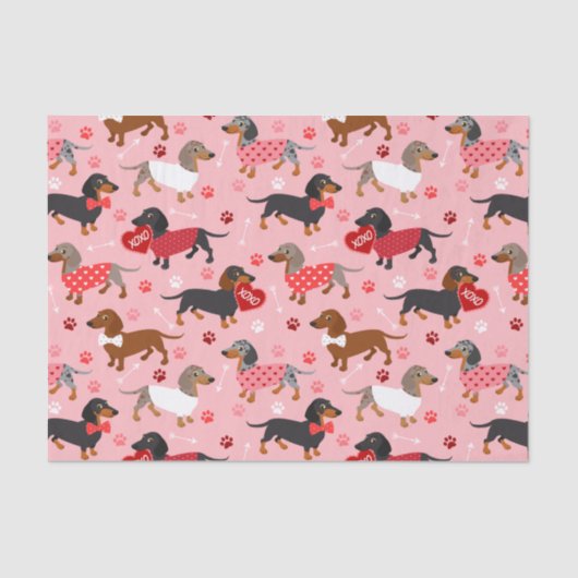 Papier Mousseline Valentine Dachshund (Recto)