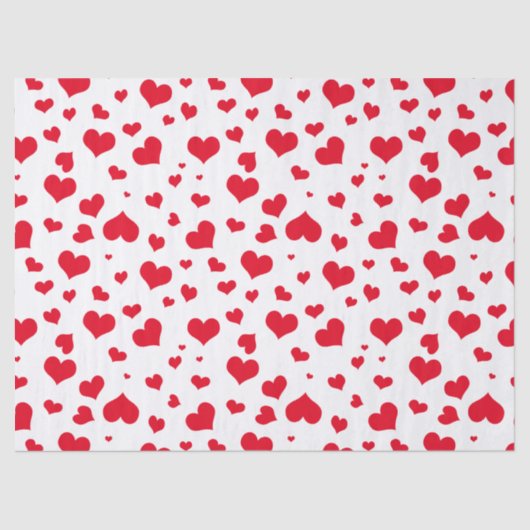 Papier Mousseline Valentine Hearts Random Motif rouge/blanc (Recto)