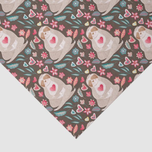 Papier Mousseline Valentine Sloth Motif (Détail)