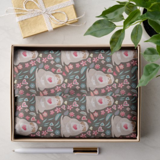 Papier Mousseline Valentine Sloth Motif (Cadeau)