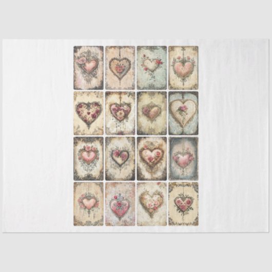 Papier Mousseline Valentines Bijoux Créateur Coeurs (Recto)