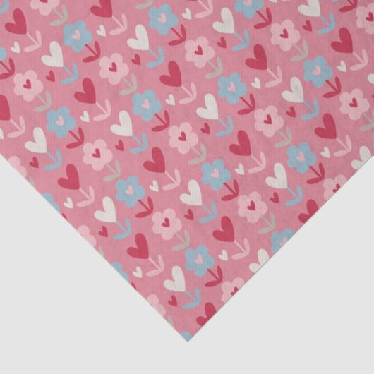 Papier Mousseline Valentines Coeurs et Fleurs (Détail)