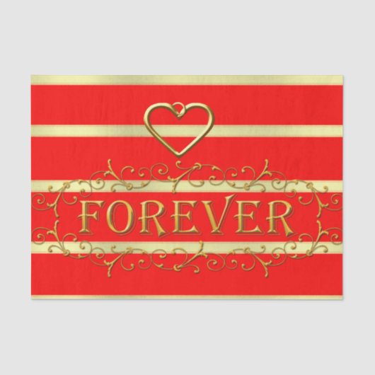 Papier Mousseline Valentine's Day Tissue Paper Gold Forever Hearts (Recto)