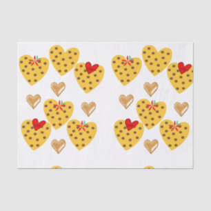 Papier Mousseline Valentine's Day Tissue Paper Gold Hearts
