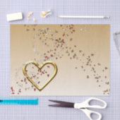 Papier Mousseline Valentine's Day Tissue Paper Love Gold Heart (Artisanat)
