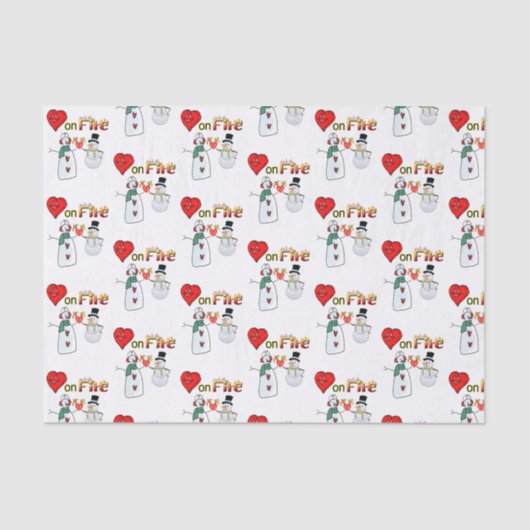 Papier Mousseline Valentine's Day Tissue Paper Love Hearts Snowman (Recto)