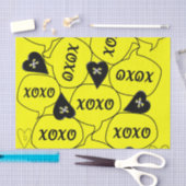 Papier Mousseline Valentine's Day Tissue Paper Xoxo Jaune Noir (Artisanat)