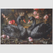 Papier Mousseline Valentines Jour cygne noir Flore rouge Découpage (Recto)