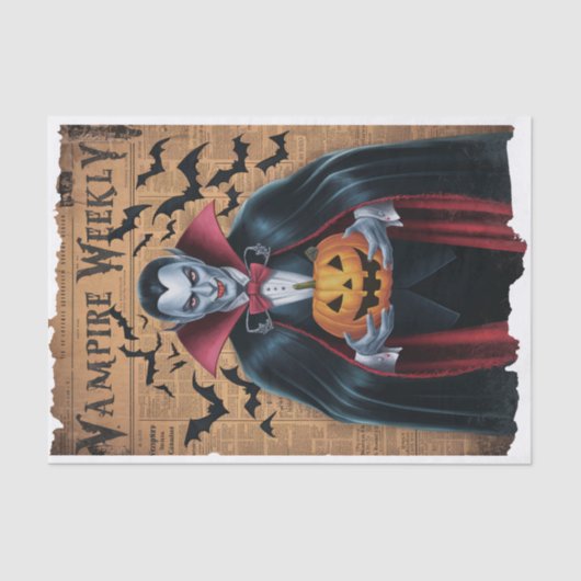Papier Mousseline Vampire Bats Style Vintage Halloween Journal (Recto)