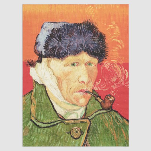 Papier Mousseline Van Gogh - Autoportrait avec oreille et tuyau en b