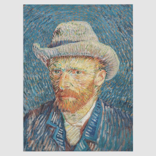 Papier Mousseline Van Gogh - Autoportrait avec un Casquette gris