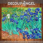 Papier Mousseline Van Gogh - Champ d'Irises Découpage<br><div class="desc">Ce papier de tissu pour découpage présente les "Irises" de Van Gogh, une composition étonnante d’iris luxuriants et vibrants qui fleurissent dans un champ. Les riches fleurs bleues et violettes se détachent contre les feuilles verts frais et la terre dorée, créant un contraste saisissant. Les coups de pinceau audacieux et...</div>