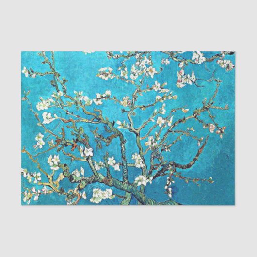 Papier Mousseline Van Gogh - Fleurs d'amandes, célèbre peinture (Recto)