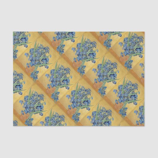 Papier Mousseline Van Gogh Irises Vase Fleurs Encore Vie Célèbre Art (Recto)