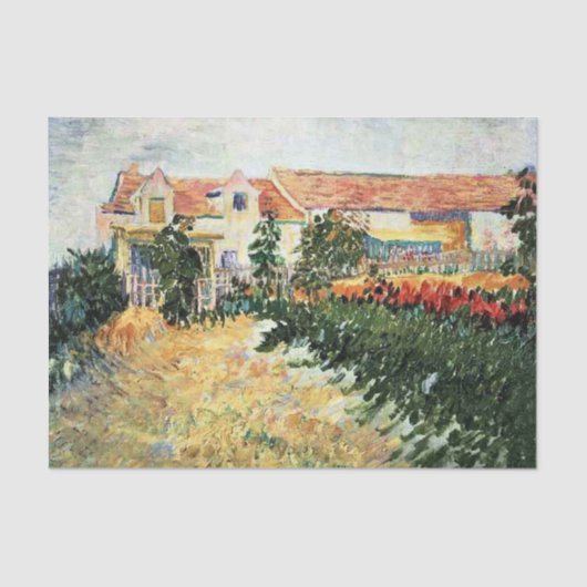 Papier Mousseline Van Gogh - Maison avec des tournesols (Recto)