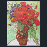 PAPIER MOUSSELINE VAN GOGH ROUGE POPIES ET DAISES<br><div class="desc">Un des tableaux vivants de Vincent Van Gogh avec un vase de fleurs dans un pot d'argile rempli de pavots,  pour la plupart rouges,  mais quelques marguerites blanches et des fleurs sauvages violettes. Une belle image de printemps ou d'été d'art floral dans son style post impressionniste.</div>